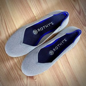 Rothy’s Gray Flax Birdseye Textured Round Toe Ballet Flat, size 6.5